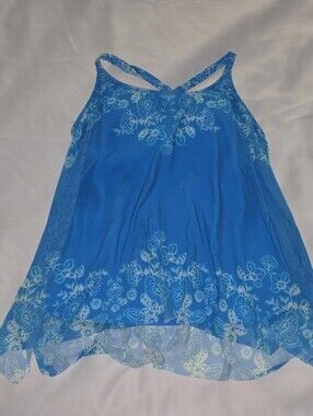 Coco Reef Blue Multicolored Bra Sized 36DD Tankini Swim Layered